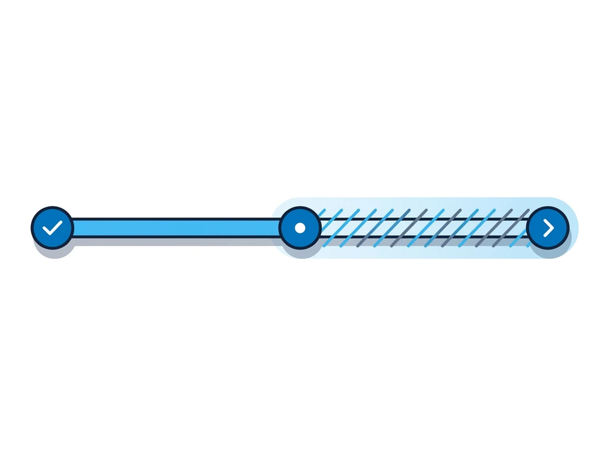 A horizontal timeline with three markers (discovery, patch release, actual rollout) with the gap between the last two highlighted with hatching