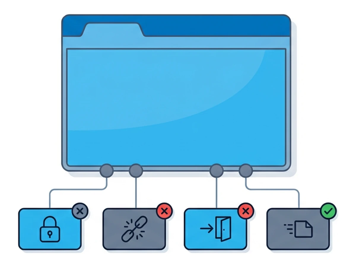 A stylized browser with four labeled segments beneath it, each segment representing an attack vector