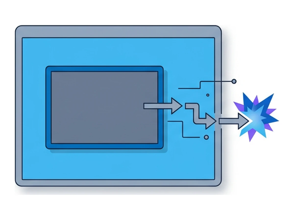 A browser loading a page that contains an iframe, with a small chain of redirect arrows leading to an exploit kit icon